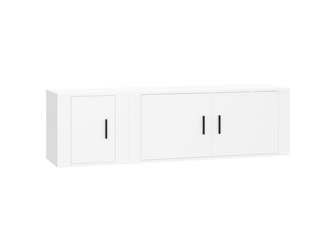 Juego de 2 piezas de muebles de TV derivados de madera blanca MAISON EXCLUSIVE