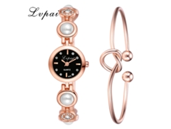 Reloj De Cuarzo Para Mujer Con Correa De Aleación Y Diamantes De Imitación, Estilo Moderno, Oro Rosa, Negro.