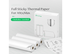 Rollo de papel adhesivo térmico de 107x30 mm para impresora Peripage A9 Max/A9s Max, 3 unidades