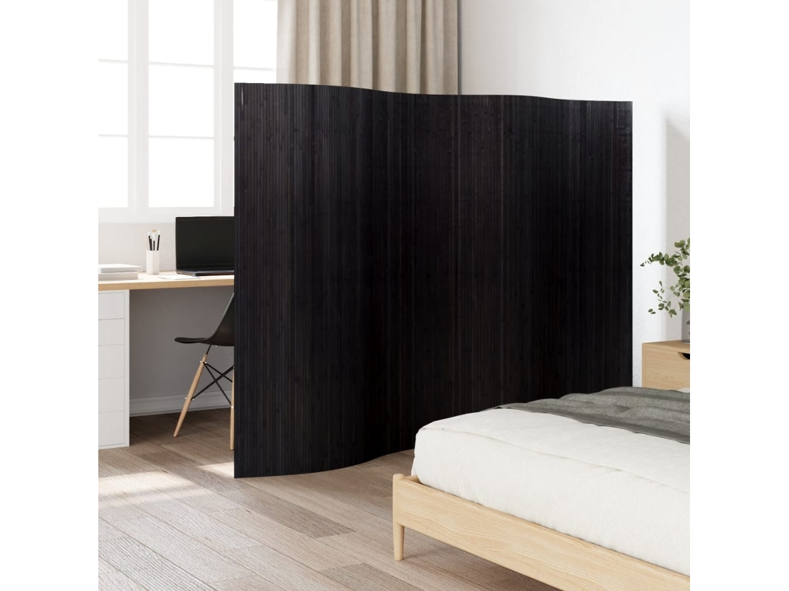 Biombo plegable | Separador de ambientes Ancho 250 cm Alto 165 cm Bambú negro