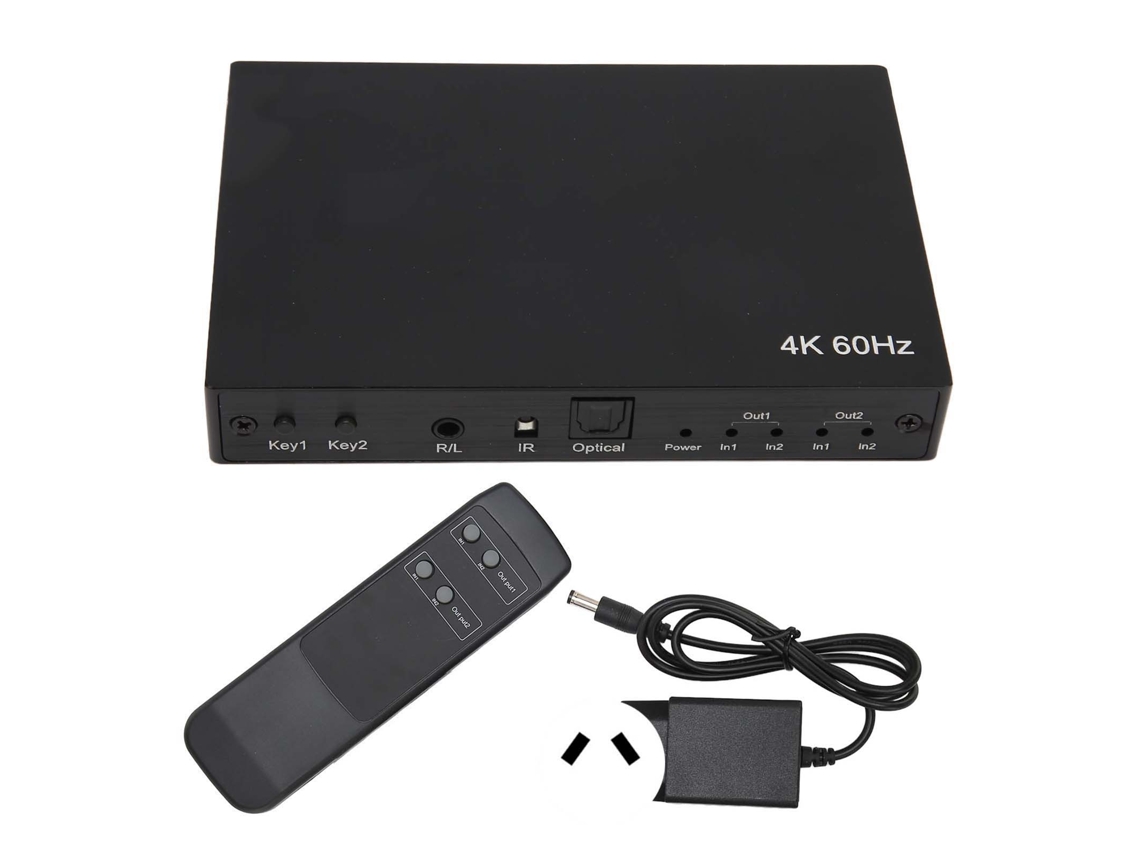 Switch Splitter Hdmi 2x2 4k 60hz Hdcp2.2 Hdr 10 3d 1080p Com Controle Remoto Plug Au 100-240v