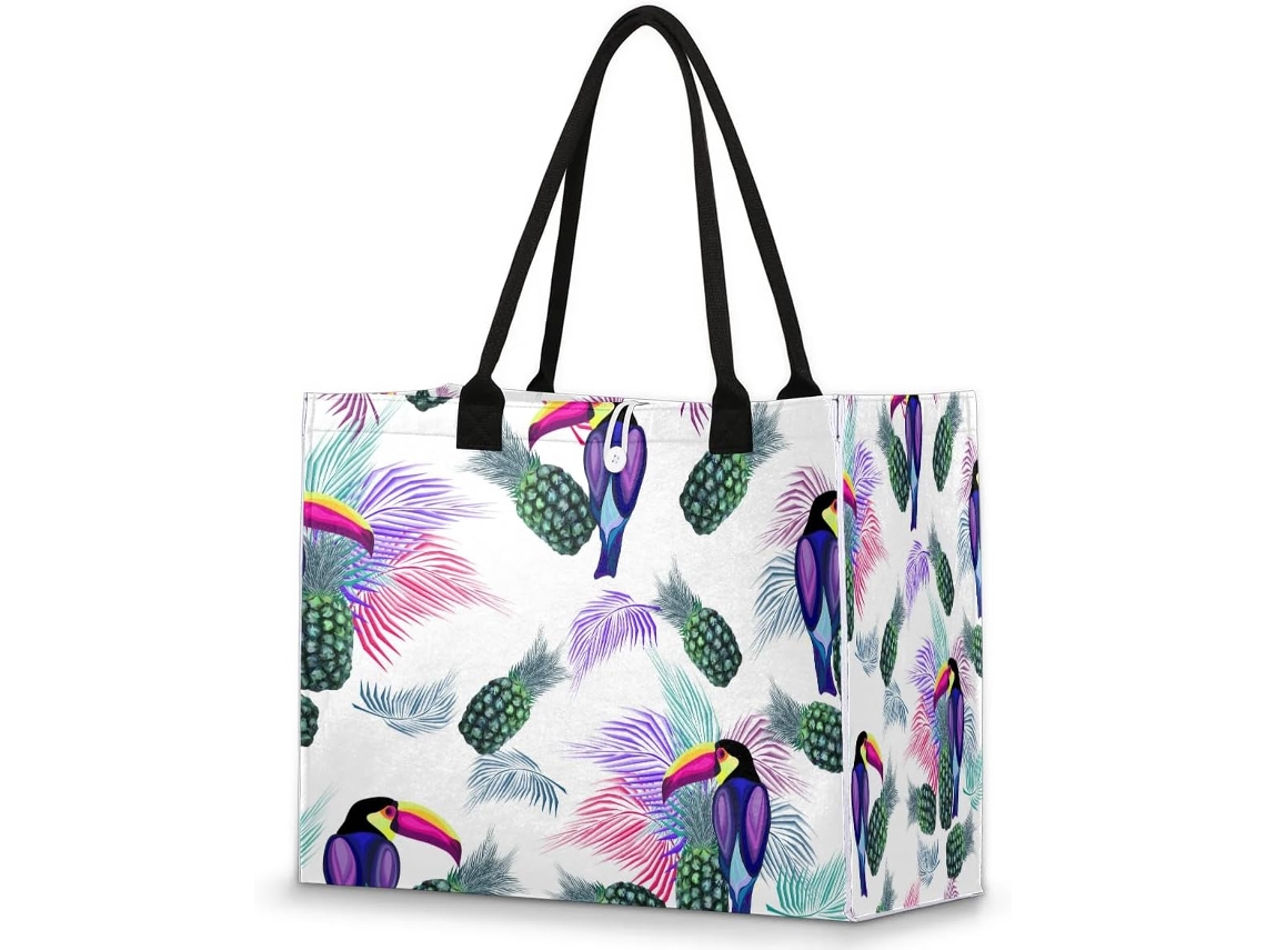 Bolso Mano Grande Tropicallife Forma Tucán Hoja Piña Para Mujeres Niñas Bolso Hombro Compras Trabajo Gimnas