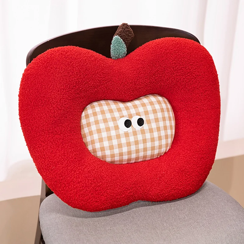 Cojín Decorativo Para Adulto Con Forma De Manzana (cuadros Marrones, 48 Cm), Cómodo.