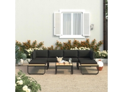 Sofás de esquina para jardín con fundas, 4 piezas, aluminio y WPC, DKD Home Decor
