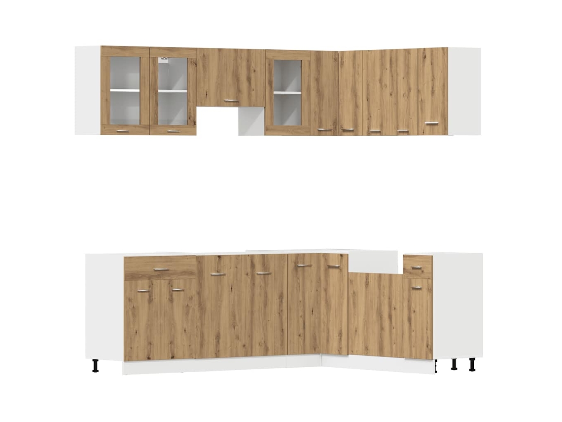 Juego de gabinetes de cocina Lyon Artisan de madera de roble derivado de 11 piezas EXCLUSIVO DE LA CASA