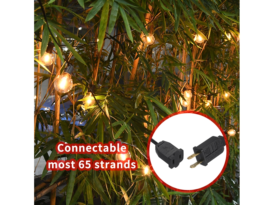 Luzes de Natal Bj-LED G40 com 12+1 lâmpadas globo E12, 6,5 m (21,33 pés), resistência à água IP44 para decoração de jardim, pátio e festas.