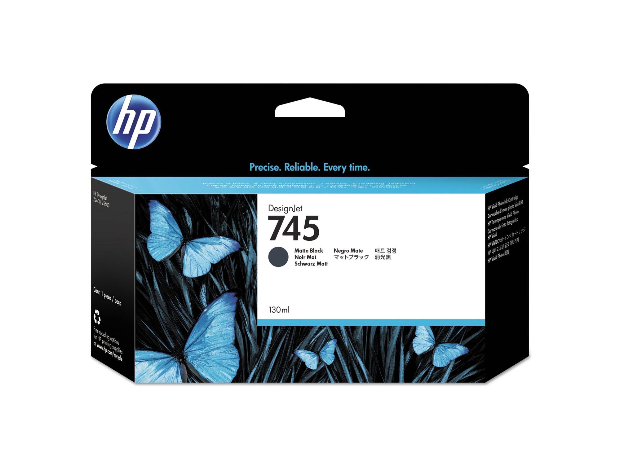 Cartucho de Tinta Original HP 745 de 130 ml F9J99A Negro  para DesignJet Z2600 PostScript, Z5600 PostScript
