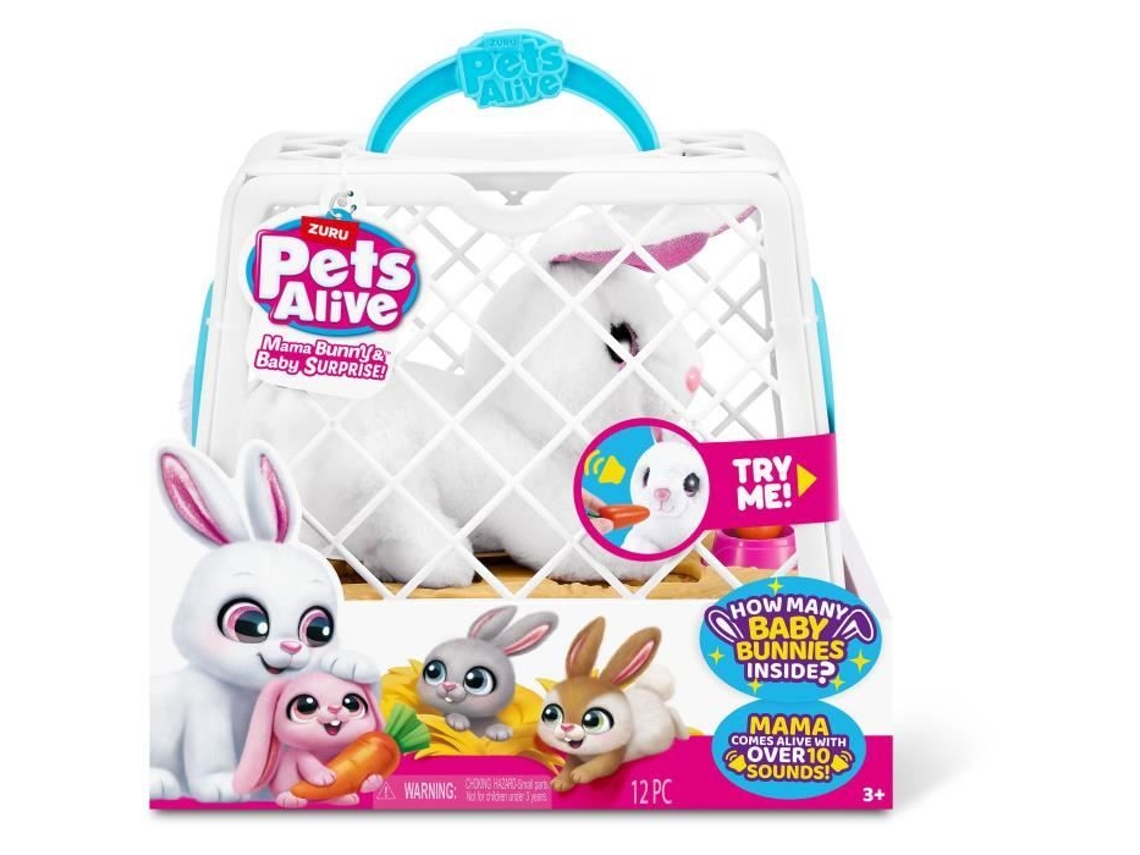 Zuru Pets Alive Juego interactivo Mamá Conejita Bebé Sonido Conejo 10 Sonidos Sorpresa Bebé