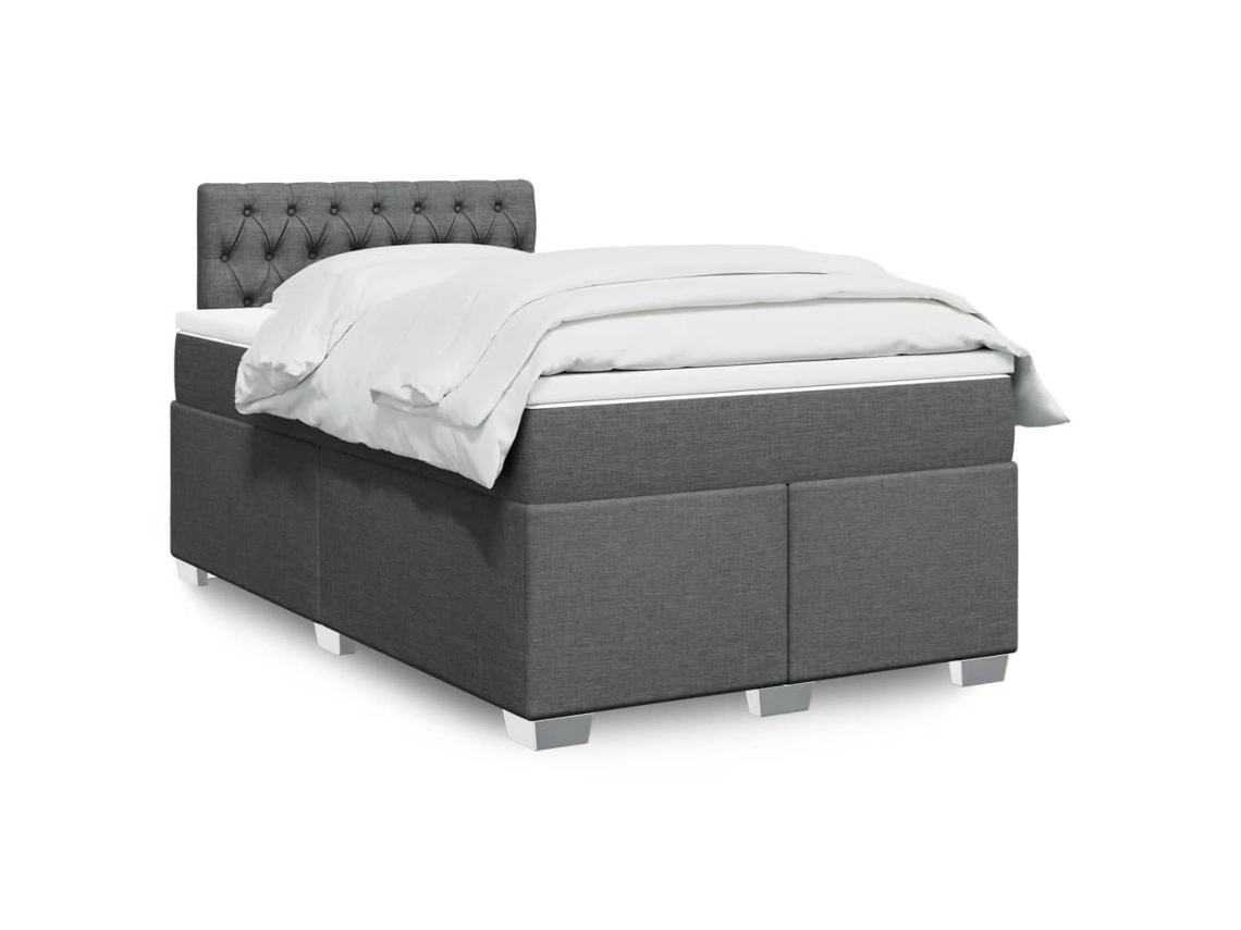 Cama Box Spring Con Colchón Tela Gris Oscuro 120x190 Cm
