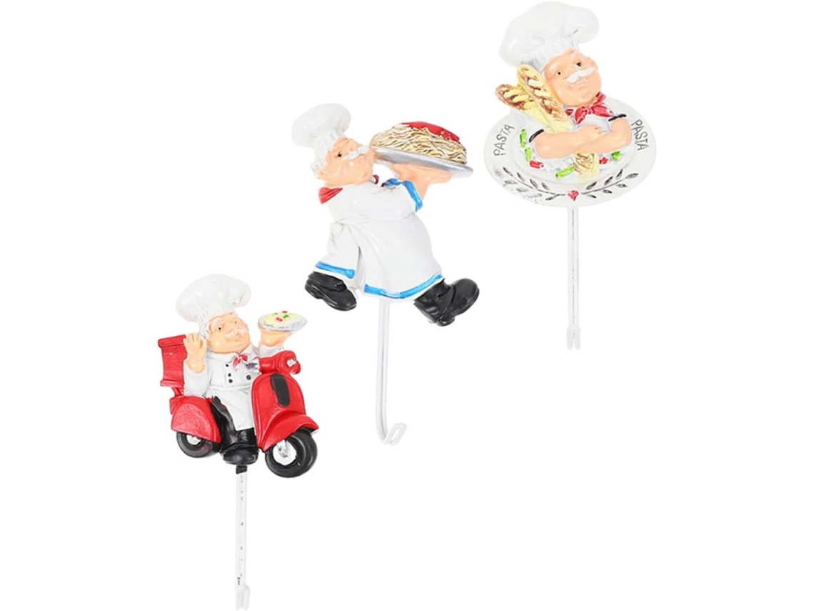 3 Ganchos Decorativos De Pared De Acero Inoxidable, Juego De Chef De Resina
