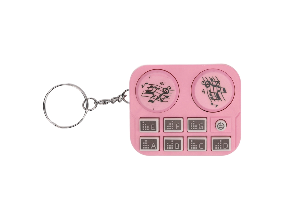 Chaveiro Mini Dj Com Luzes Coloridas Modo Automático E Manual Design Player Discos Rosa Portátil