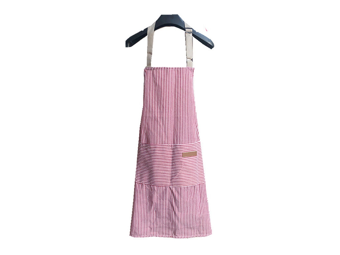 2 Aventais De Cozinha Com 2 Bolsos Ajustáveis Para Homens E Mulheres Chef De Cor Vermelha Listrada