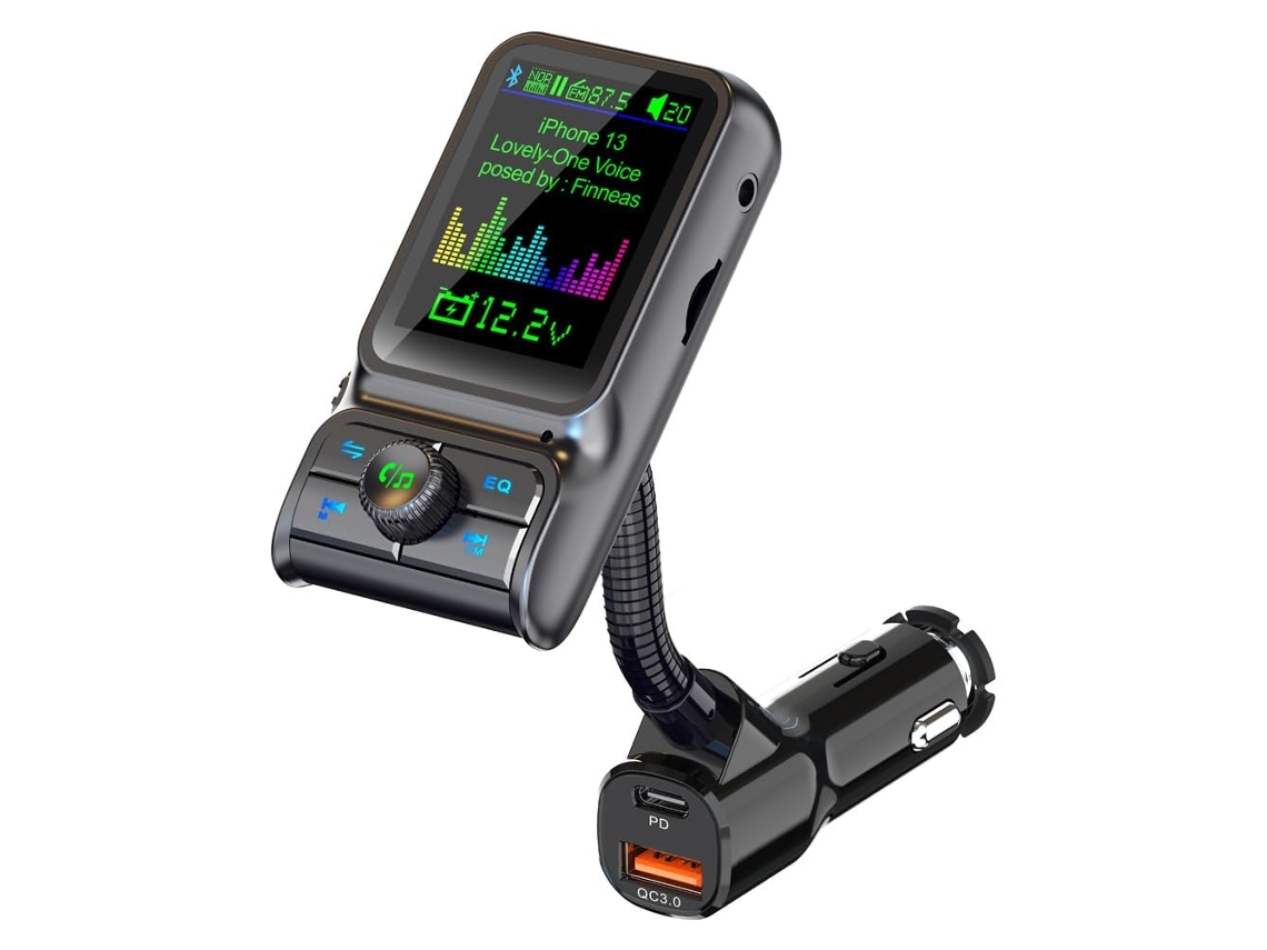Transmisor FM Bluetooth QC 3.0 PD 3.0, Bluetooth 5.0, altavoz Chaberlu (negro)