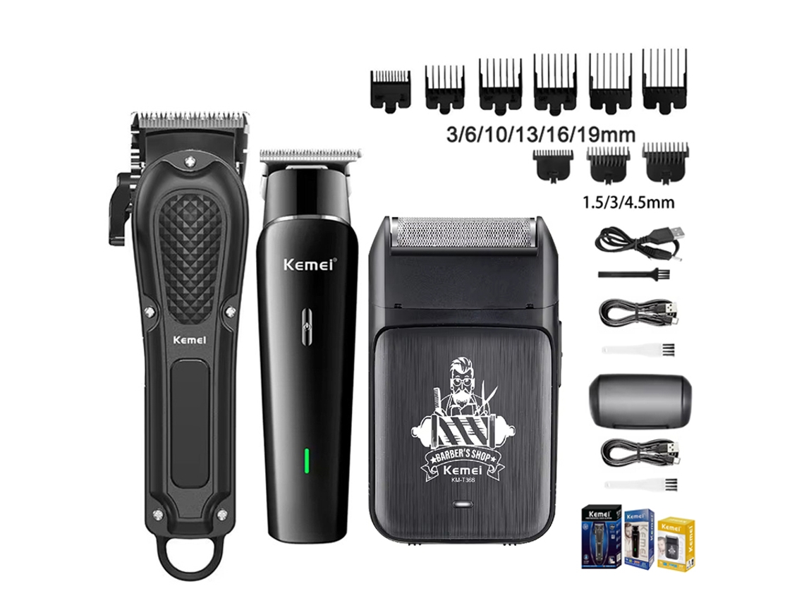 (set 3) Cortadora De Pelo Eléctrica Inalámbrica Recargable Para Hombres, Afeitadora Eléctrica