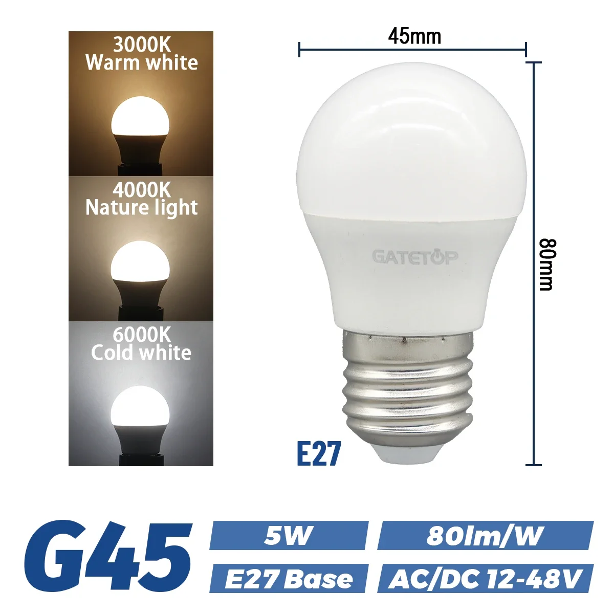 Bombillas Led De Bajo Voltaje (5w E27, Luz Blanca Cálida 3000k), Paquete De 10 Unidades, Aptas Para Barcos, Caravanas Y Cobertizos.
