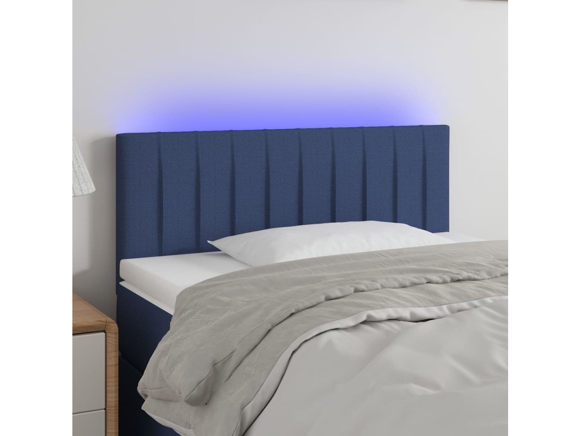 Cabecero Con Led De Tela Azul 80x5x78/88 Cm