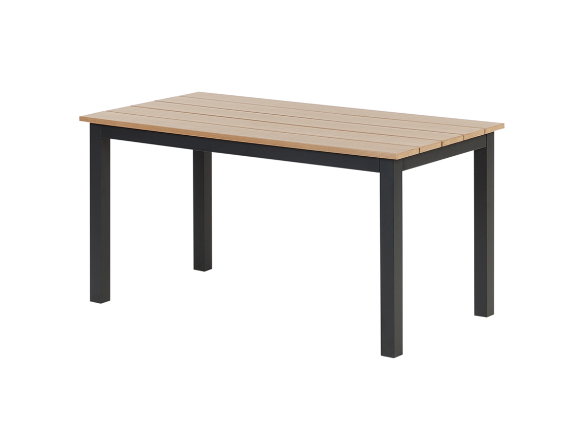 BELIANI Mesa de Jardín Messina Plástico Madera Marrón Claro 52X96X50