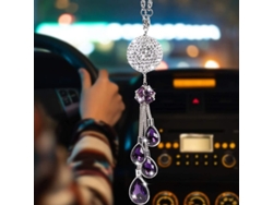 Accesorios para espejos retrovisores para mujer con colgante de cristal para añadir brillo al interior del coche.