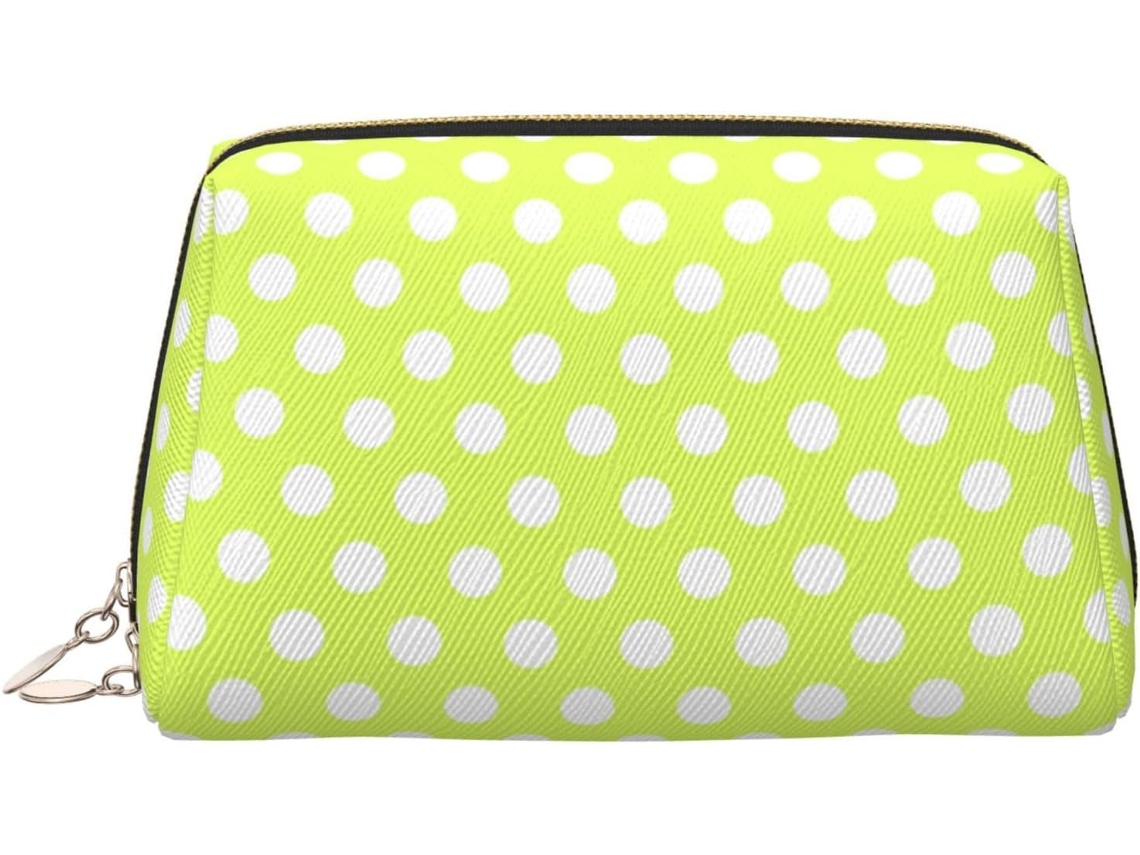 Neceser amarillo claro con estampado de lunares, de espuma para viaje, ideal para vacaciones | Sin marca