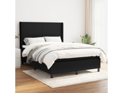 Cama Box Spring Con Colchón Tela Negro 140x190 Cm