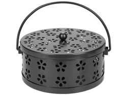 Soporte Portátil Clásico Para Espirales Antimosquitos, Quemador De Incienso Decorativo De Acero Galvanizado Negro.