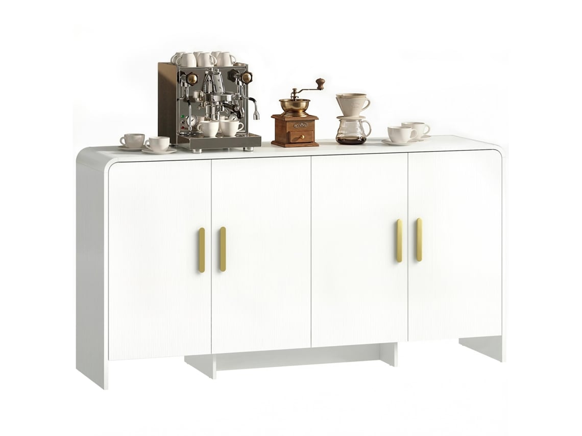 Aparador Tv 72 Polegadas 4 Portas Fechamento Suave Branco 152x40x80