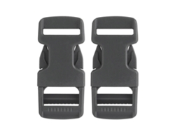 Juego de 2 hebillas laterales de liberación rápida para cintas de 2 cm. Prácticas hebillas de repuesto con clips. Color gris.