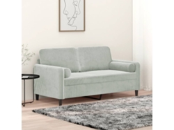 Sofá De 2 Plazas Con Cojines Terciopelo Gris Claro 140 Cm