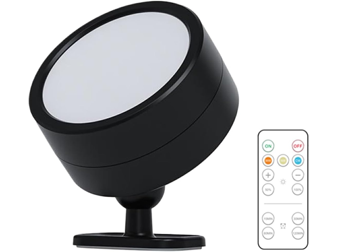 Candeeiro De Parede Decorativo Com Comando E Interruptor, Material Abs, Cor Preto