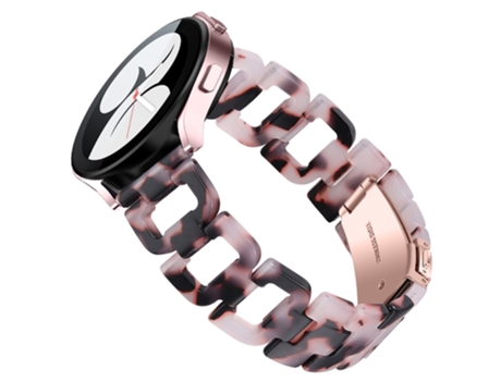 Correa de acero inoxidable forma de D con hebilla para Samsung Galaxy Watch4 Active 40mm/44mm/Watch4 Classic 42mm/46mm - rosa/negro