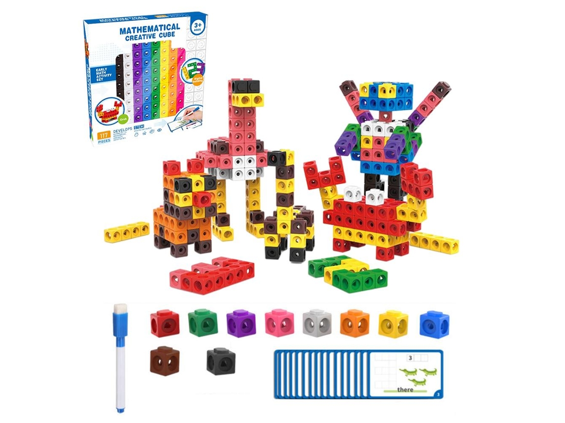Yncm-cubos De Enlace Matemático Bloques De Construcción Juguetes Educativos Para Niños Preescolares Con Tarjetas Y Bolígrafo