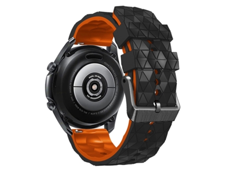 Correa de Silicona textura de fútbol 22mm dos colores para Samsung Galaxy Watch 3 45mm/Huawei Watch GT3 Pro 46mm - negro/naranja