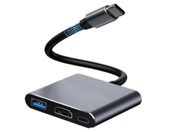 Adaptador multipuerto USB C a HDMI con salida 4K, puerto de carga rápida USB C PD100W y puerto USB 3.0 gris Yizhood