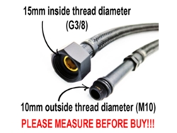 Par de Tubos de 40cm de Longitud M10 x 3/8 Pulgadas BSP, Trenzados en Nylon Negro, para Conector de Grifo Monomando