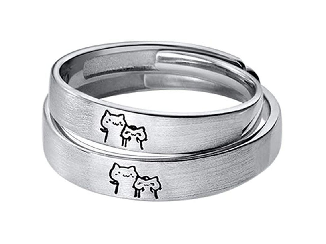 Anillos De Pareja His Hers De Plata Esterlina S925 Ajustables Para Boda Aniversario