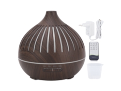 Difusor De Aromaterapia Con Humidificador De 400 Ml, Diseño Con Acabado Imitación Madera, Luces Led, Mando A Distancia, Apagado Automático Y Enchufe Europeo.