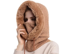 Gorro De Invierno Para Mujer Con Capucha De Poliéster Y Mascarilla Facial Para Deportes Al Aire Libre Y Paseos Con Perros.