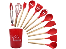 Set De Utensilios De Cocina De Silicona Antiadherente 12 Piezas Rojo Gertiz