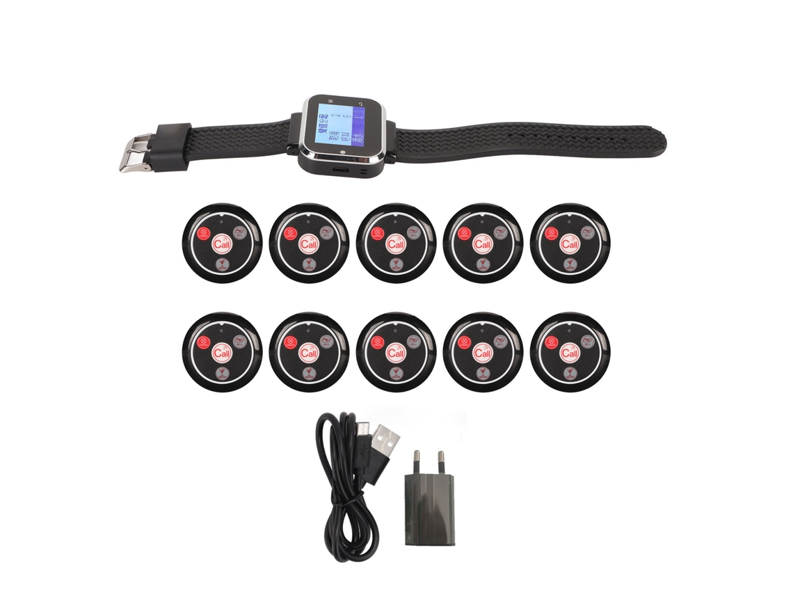 Sistema de llamada inalámbrico (batería recargable, pantalla LCD)