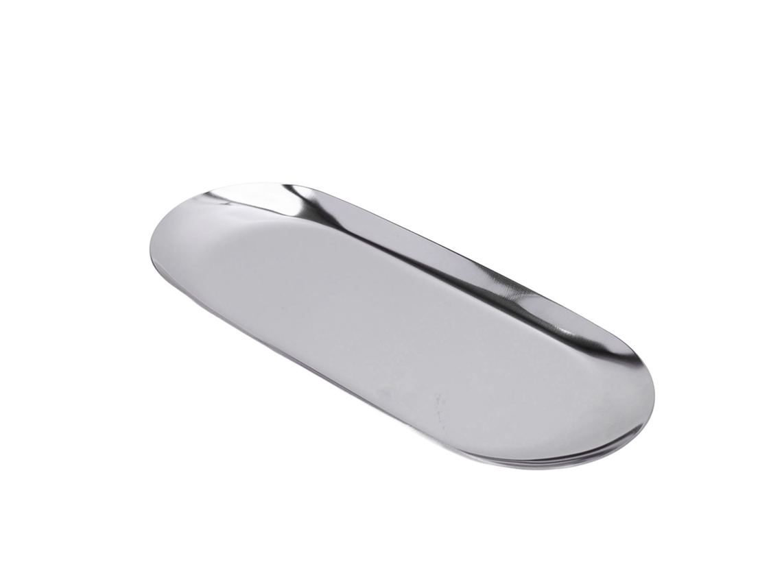 Bandeja Ovalada Para Joyas Con Efecto Espejo, Revestimiento Al Vacío, Borde Brillante, Para Guardar Uñas, Color Plata.