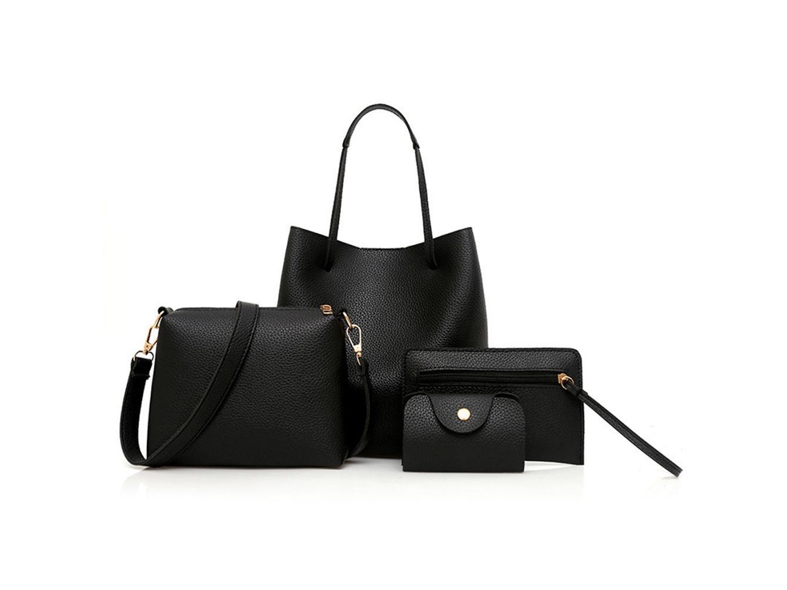 Conjunto De Bolso Tote De Piel Sintética Para Mujer Con Bolso Cruzado, Bolso De Mano Y Tarjetero.
