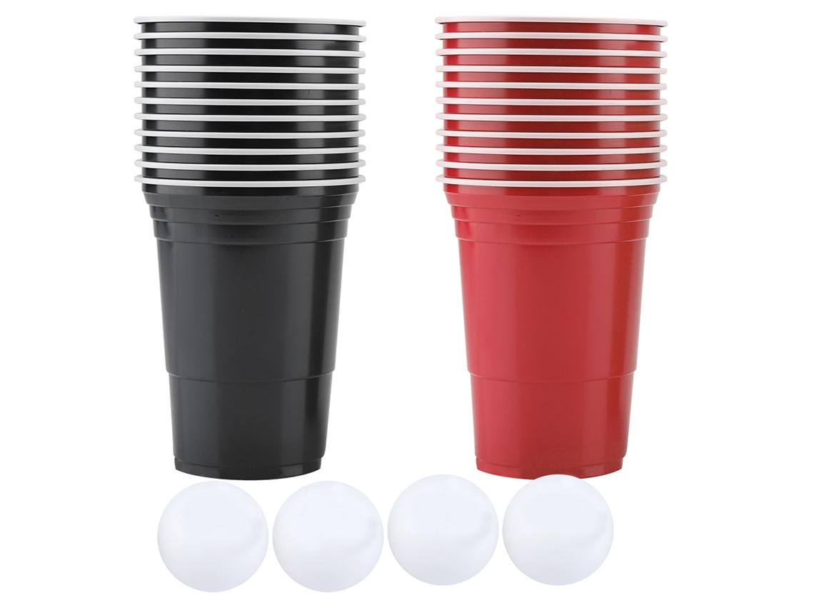 Juego de Beer Pong con 22 vasos y 4 pelotas de ping pong, colores como se muestra en la imagen.