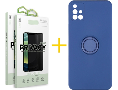 Carcasa + 2 Protectores de Pantalla para Samsung Galaxy A71 SKYHE Azul Oscuro