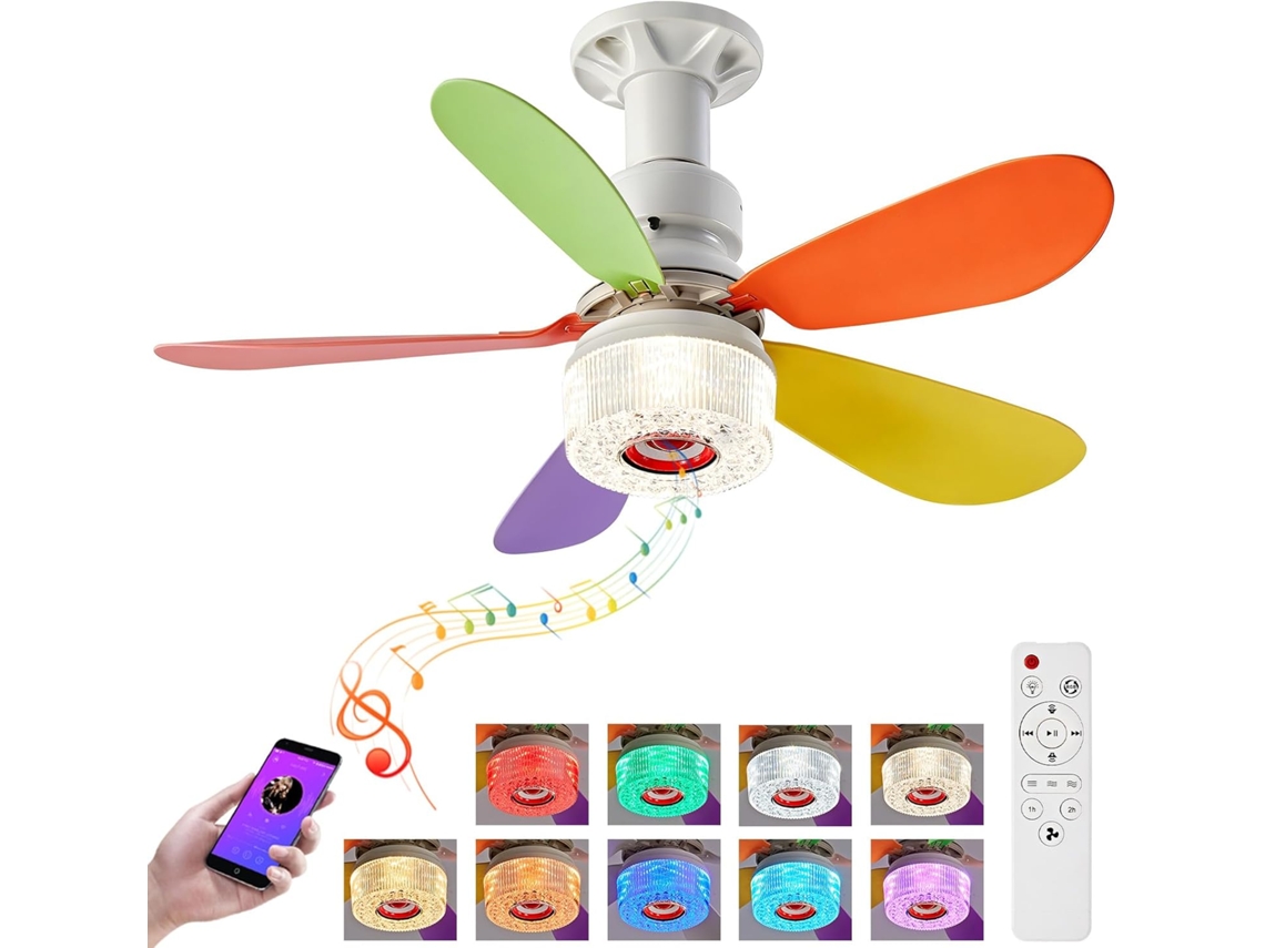 Ventilador De Techo E27 Eifson 40w Con Rgb Altavoz Bluetooth Y Mando A Distanciamulticolor