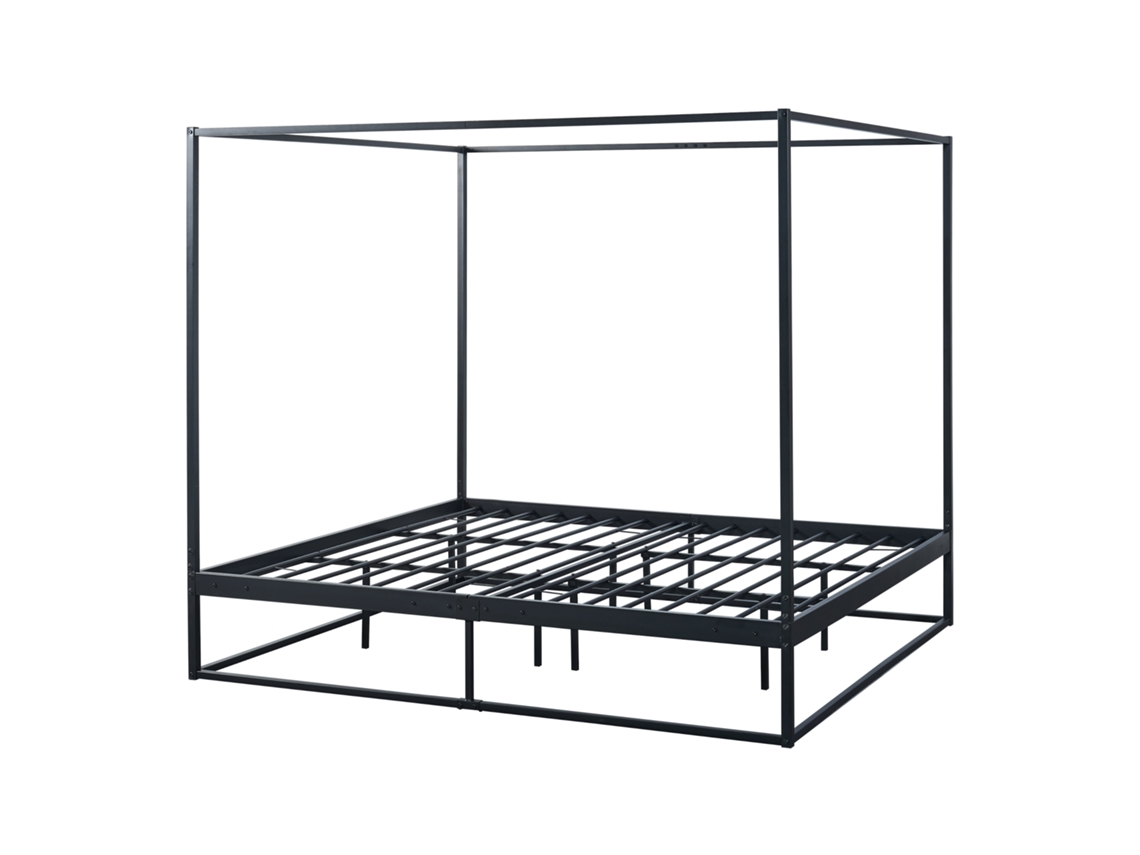 Cama con Dosel Kristianstad [ES.CASA] Metal Negro (206x185x180cm)