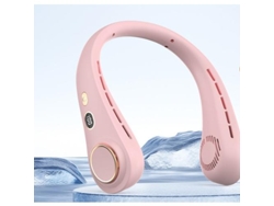 Ventilador De Cuello Portátil (rosa) - 5 Velocidades Ajustables / Silencioso / Diseño Sin Aspas - Batería De 1800 Mah