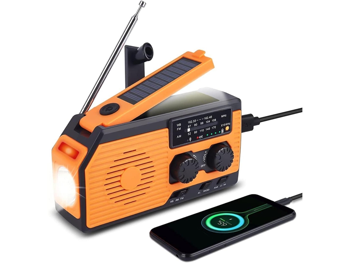 Radio solar Mdug, radio portátil con generador recargable, resistente al agua, 5000 mAh