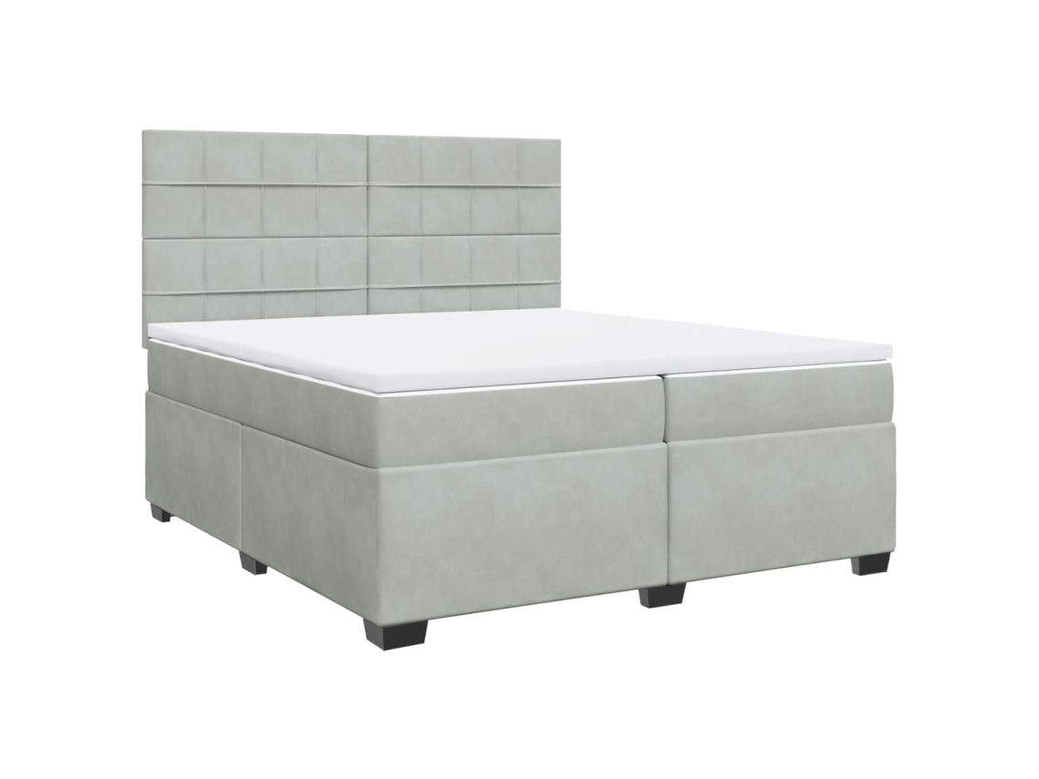 Maison Exclusive - Cama Box Spring Con Colchón Terciopelo Gris Claro 200x200 Cm
