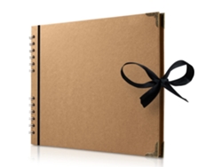 Álbum Scrapbook Marrón 18x18cm 36 Páginas Papel Kraft 200gsm Con Cinta