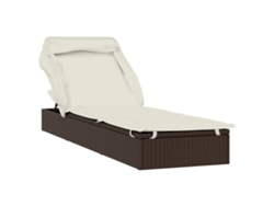 Tumbona plegable de mimbre con dosel, patas marrones, MAISON EXCLUSIVE (213 x 63 x 97 cm)